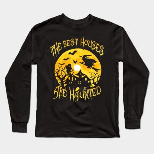 Graphic Design Halloween Haunted Spooky House Long Sleeve T-Shirt